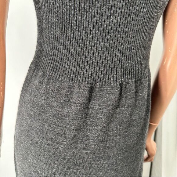 Calvin Klein Size M Gray Partial Wool Turtle Neck Cap Sleeve Sweater Dress - Picture 6 of 10